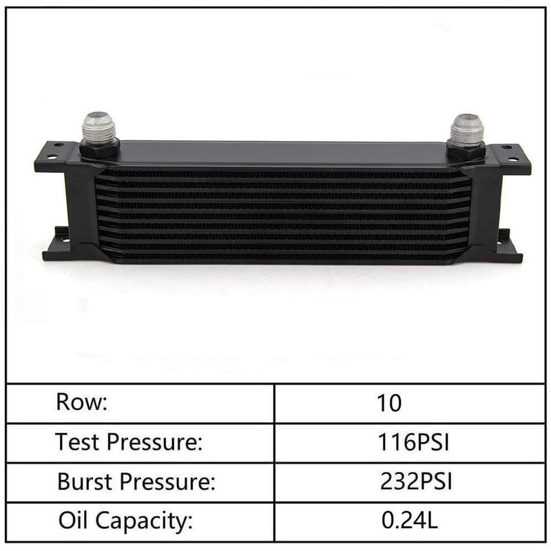 ZHSYMX 10 Row AN10-10AN Stacked Plate Oil Cooler With 6AN 8AN Adapter Universal Engine Transmission British Radiator Oil Cooler Condenser Aluminium Alloy Black - Image 3